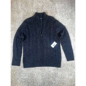 Sperry Premium Men’s Full Zip Knit Sweater Jacket Gray Medium NWT